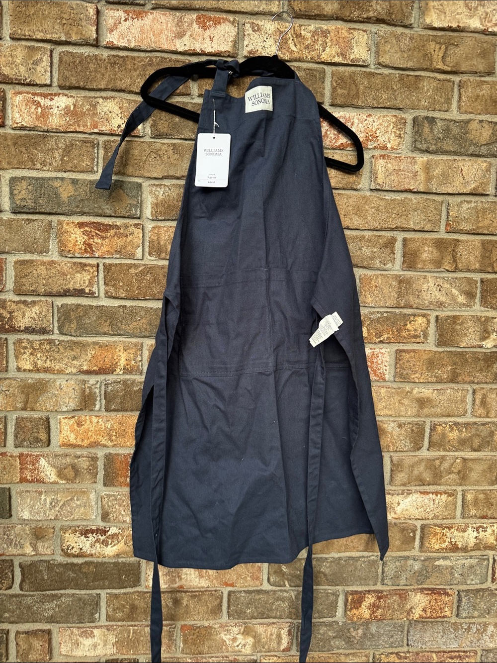 Williams Sonoma Navy Blue Cotton Apron with Neck and Waist Ties
